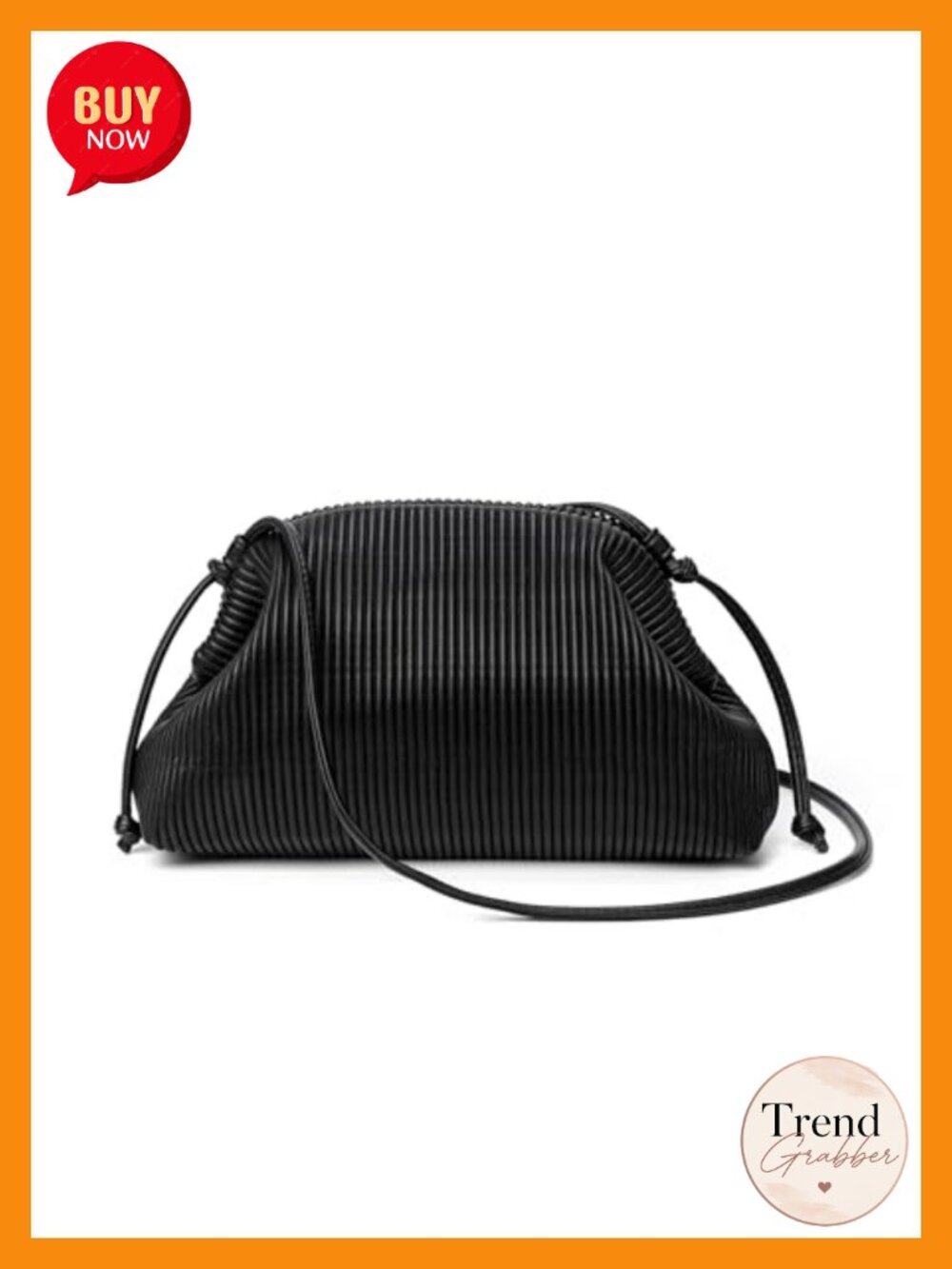 Soft Ribbed Vegan Leather Clutch Crossbody Bag with Detachable Strap